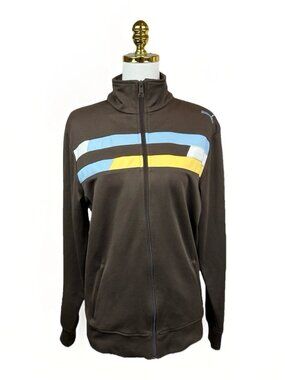✨🐆 Vintage Puma Brown Track Jacket Blue Yellow Colorblock Men’s Small ✨